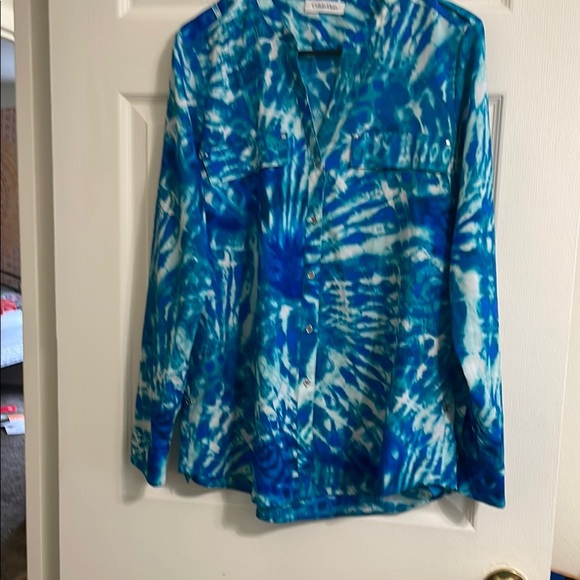 Calvin Klein Oceanic Blue and White Top - Picture 1 of 4